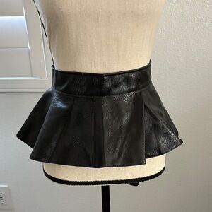 Black Leather Peplum Skirt